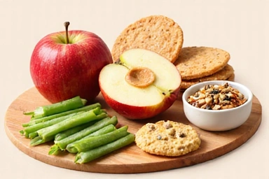 Illustration of various types of healthy snacks