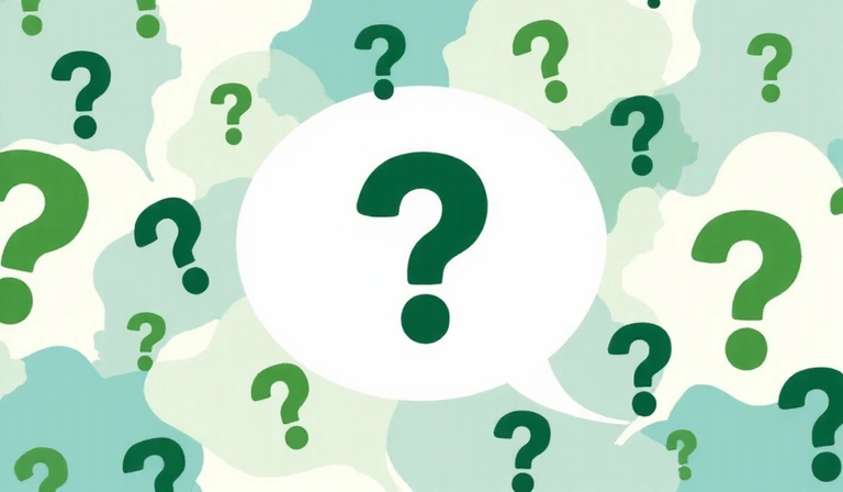 Illustration of question marks and thought bubbles representing common questions